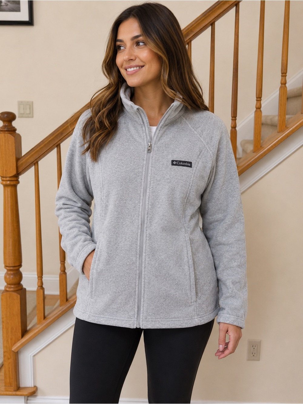 Columbia Gray Teddy Fleece Full-Zip Jacket